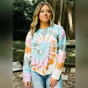 Love & Harmony Long-Sleeve Tie Dye Boutique Top